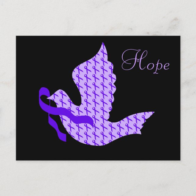 Dove of Hope Purple Ribbon - Crohn's & Colitis Postcard (Front)