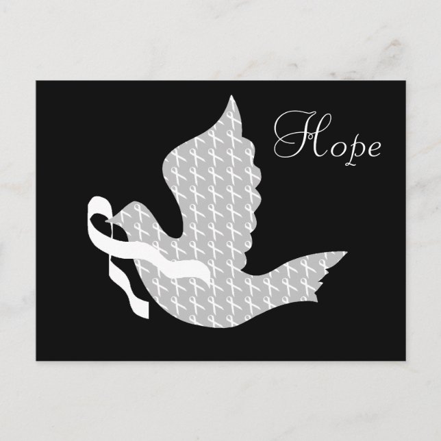 Dove of Hope White Ribbon - Lung Cancer Postcard (Front)