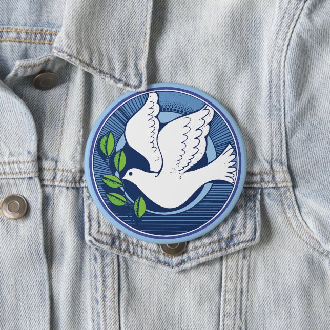 Dove of Peace 4 Inch Round Button (In Situ)