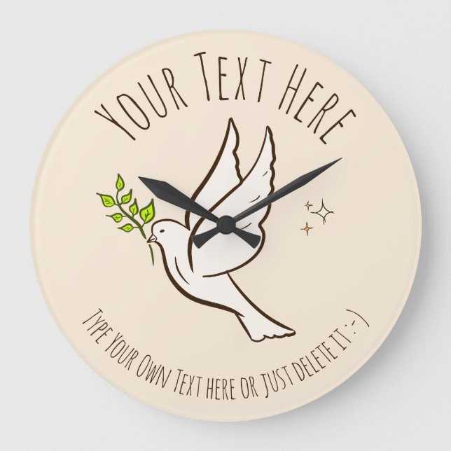 Dove of Peace. Anti-war, peace movement. Template Large Clock (Front)