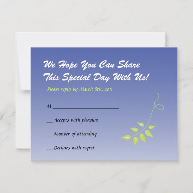 Dove of Peace Bat Mitzvah Invitation REPLY (Front)