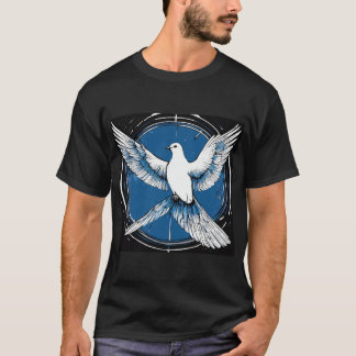 Dove of peace, black white blue T-Shirt