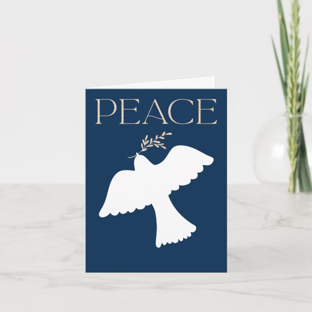 Dove of Peace Christmas Design Blue Holiday Card (Front)
