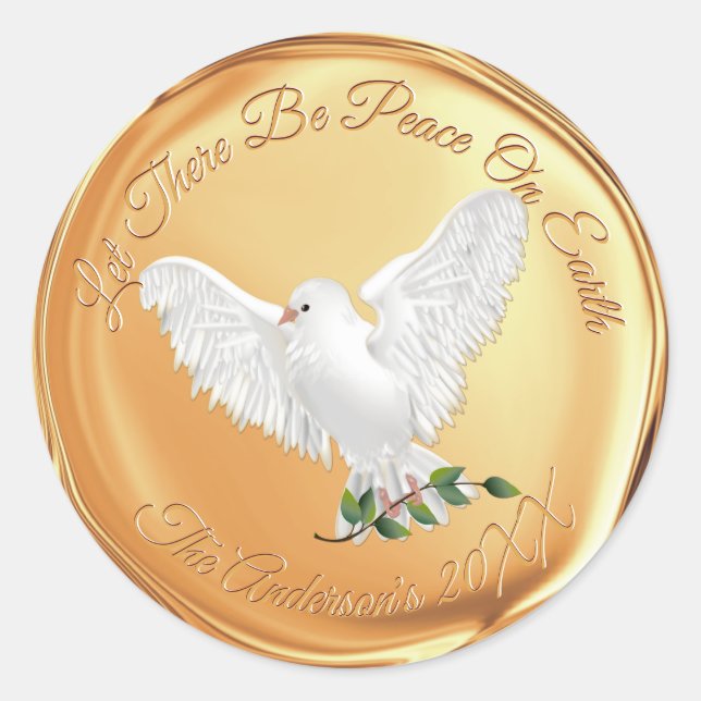 Dove of Peace Christmas Gold Wax Seal (Front)