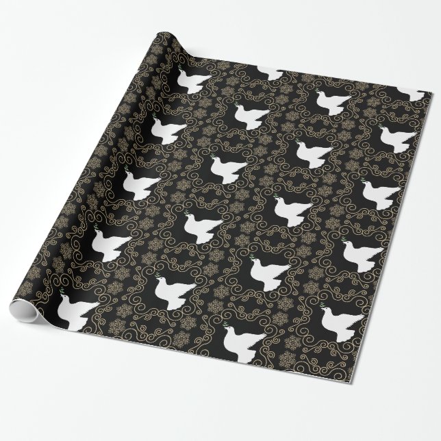 Dove of Peace Christmas Holiday Wrapping Paper (Unrolled)