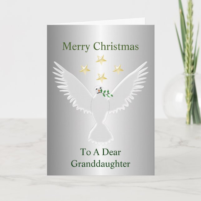 Dove Of Peace Design Granddaughter Christmas Holiday Card (Front)
