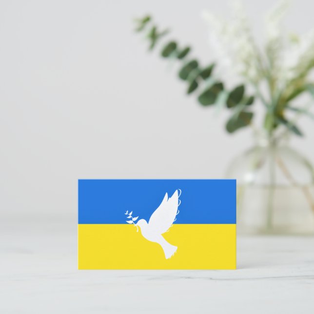 Dove of Peace Flag of Ukraine - Freedom Business Card (Standing Front)