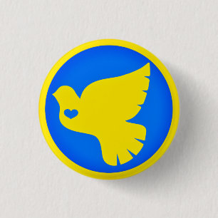 Dove of Peace - Flag of Ukraine - Freedom - Peace 1 Inch Round Button