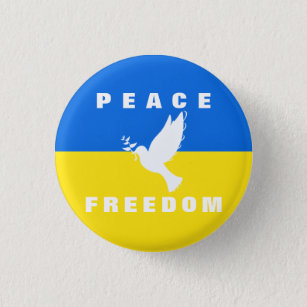 Dove of Peace - Flag of Ukraine - Peace - Freedom 1 Inch Round Button