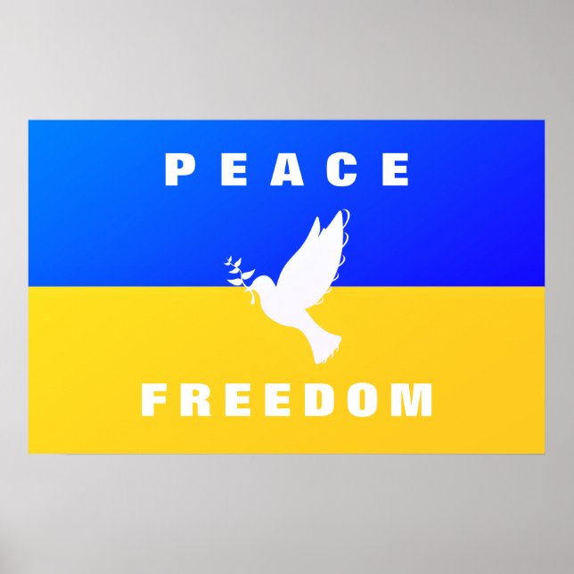 Dove of Peace - Flag of Ukraine - Peace - Freedom  Poster (Front)