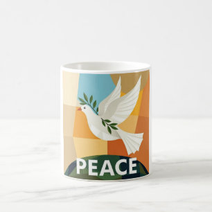 DOVE OF PEACE GEOMETRIC COFFEE MUG