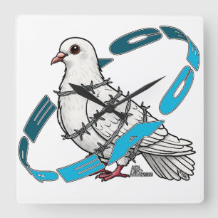Dove of peace in Barbed Wire Embrace Square Wall Clock