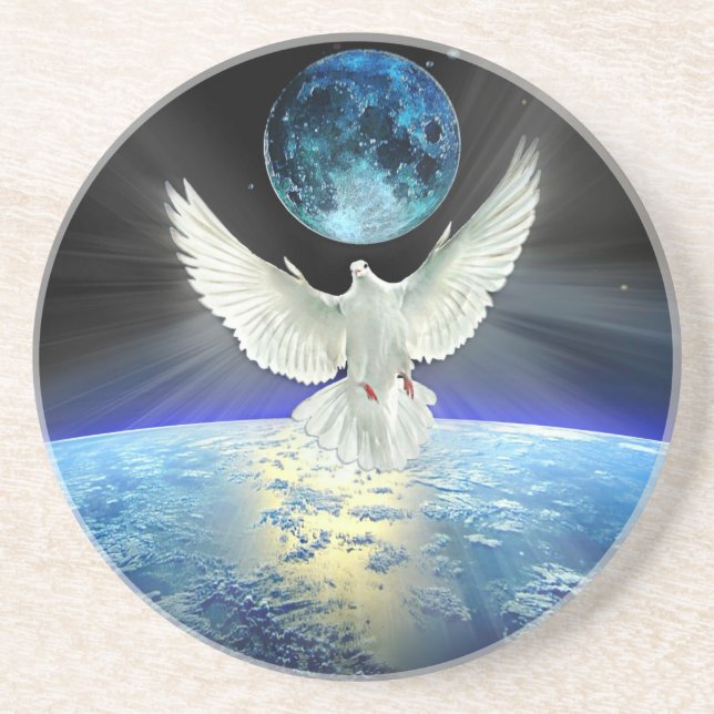 Dove of Peace over Earth from Space Coaster (Front)