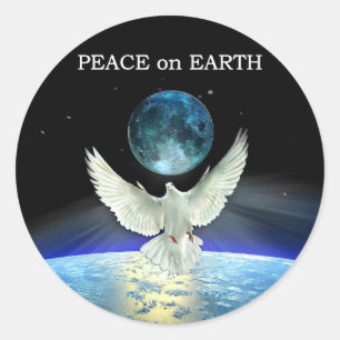 Dove of Peace over Planet Earth Classic Round Stic Classic Round Sticker