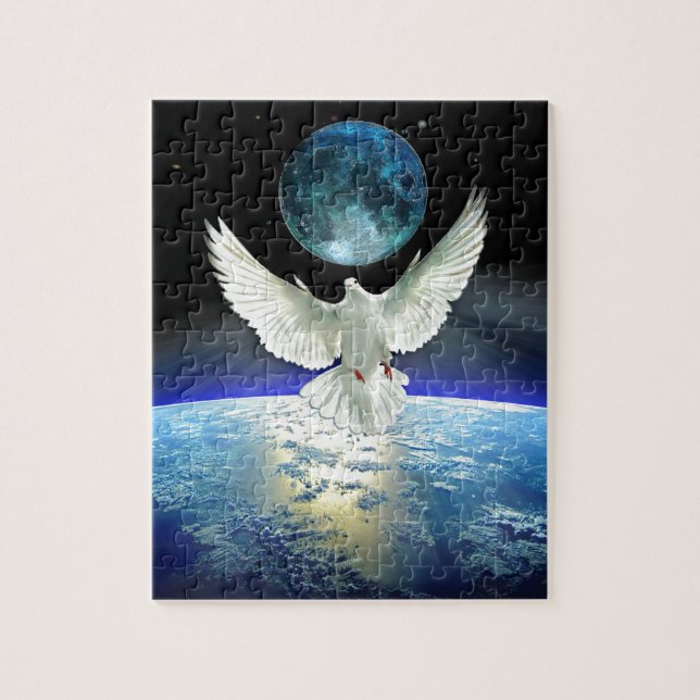 Dove of Peace over Planet Earth Jigsaw Puzzle (Vertical)