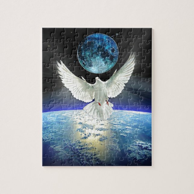 Dove of Peace over Planet Earth Sunrise Jigsaw Puzzle (Vertical)