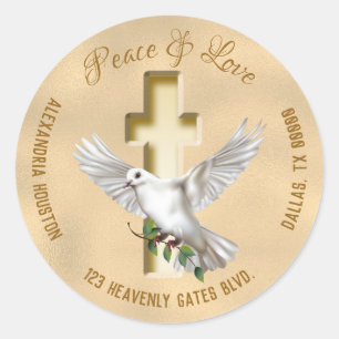 Dove of Peace Personalized Address Classic Round Sticker