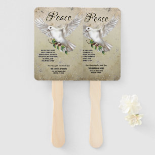 Dove of Peace Personalized Scripture Verse Church Hand Fan