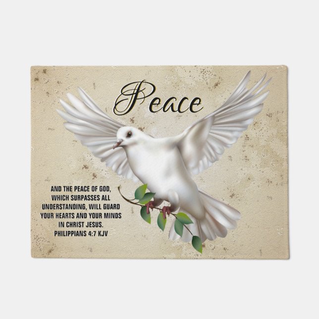 Dove of Peace Personalized Scripture Verse Doormat (Front)