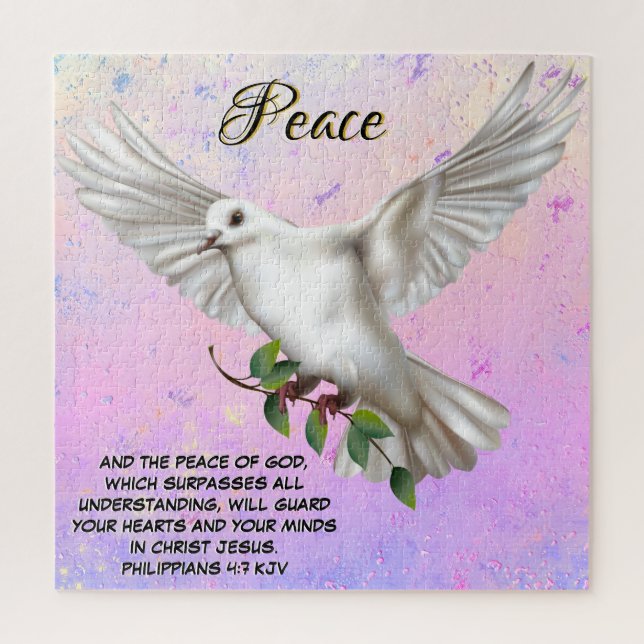 Dove of Peace Personalized Scripture Verse Jigsaw Puzzle (Vertical)