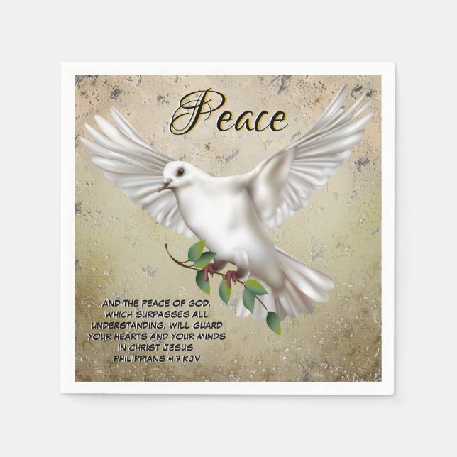 Dove of Peace Personalized Scripture Verse Napkin (Front)
