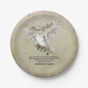 Dove of Peace Personalized Scripture Verse Paper Plate