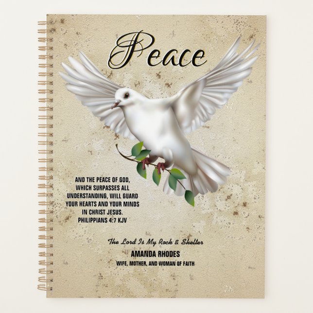 Dove of Peace Personalized Scripture Verse Planner (Front)