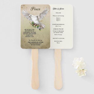 Dove of Peace Personalized Scripture Verse Program Hand Fan