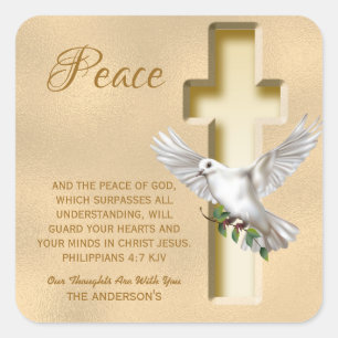Dove of Peace Personalized Scripture Verse Square Sticker