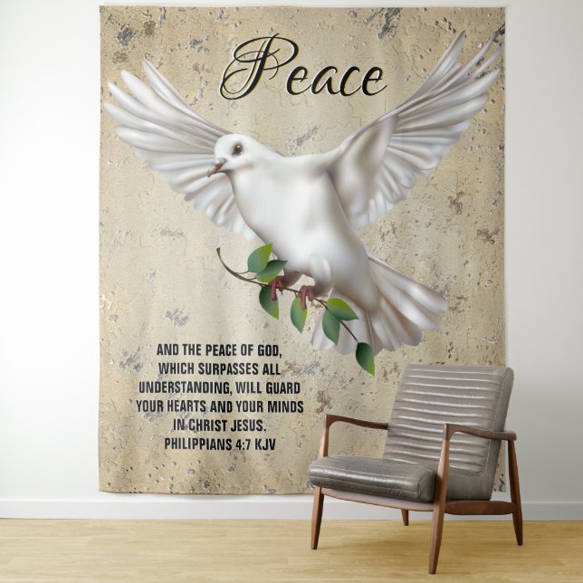 Dove of Peace Personalized Scripture Verse Tapestry (In Situ)