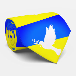 Dove of Peace Ukraine Colours Flag Neck Tie Freedo