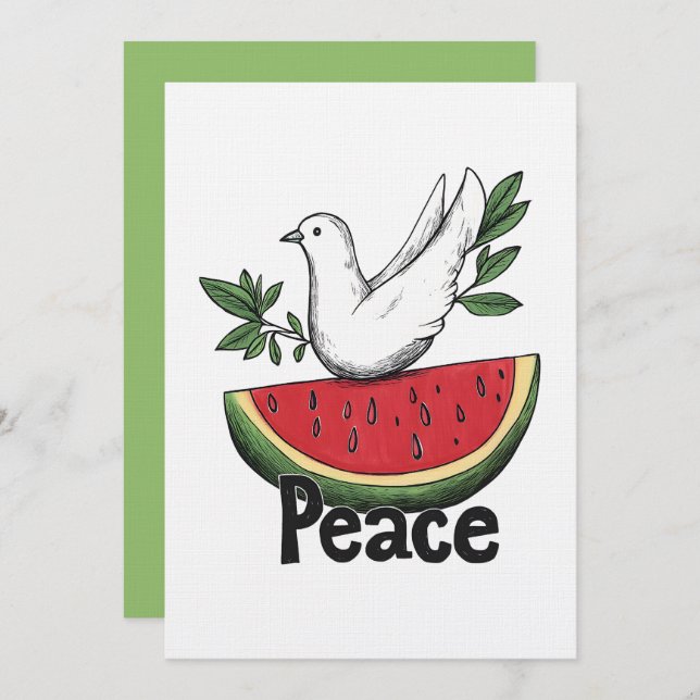 Dove of Peace & Watermelon | سلام وبطيخ Invitation (Front/Back)