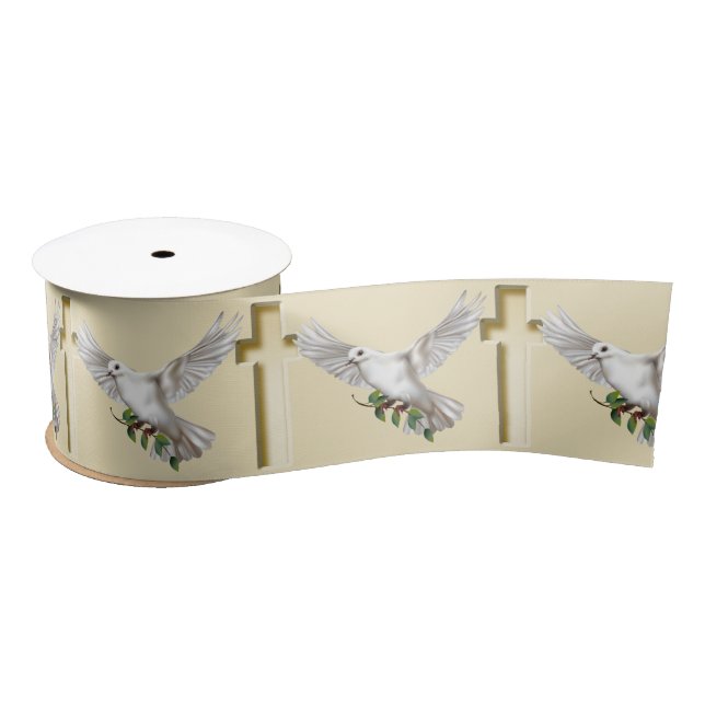 Dove Of Peace with Cross Satin Ribbon (Spool)
