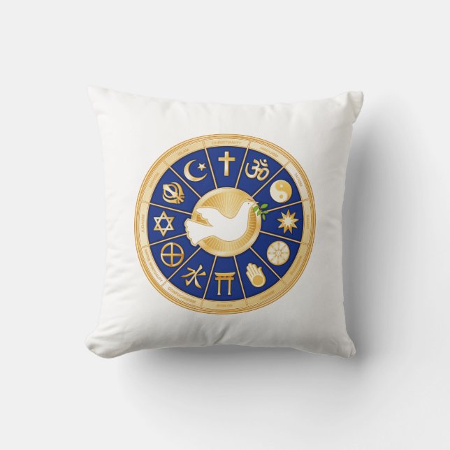 Dove of Peace, World of Faith Mandala Pillow (Front)
