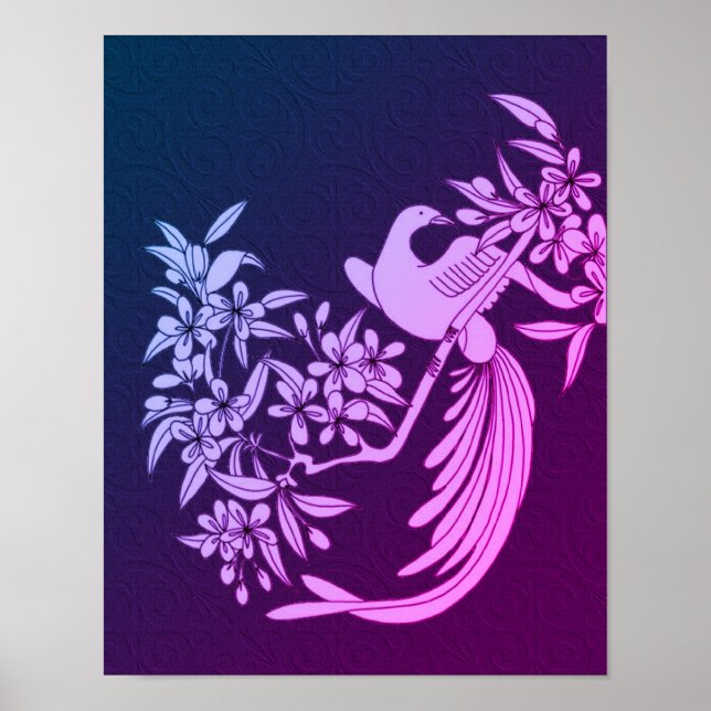 Dove On Branch Bird Motif Art Coloured Poster (Front)
