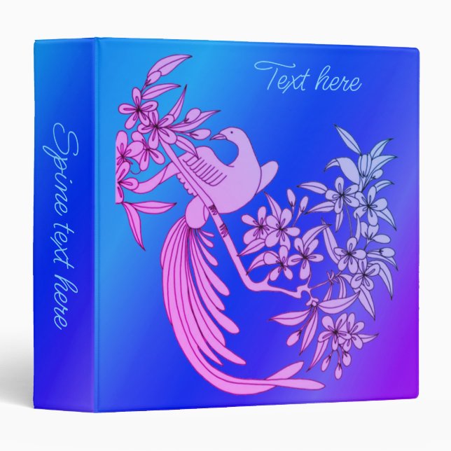 Dove On Branch Bird Motif Art Personalized Binder (Front/Spine)
