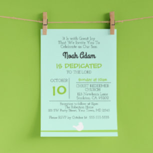Dove on Branch Blue Dedication Invitation