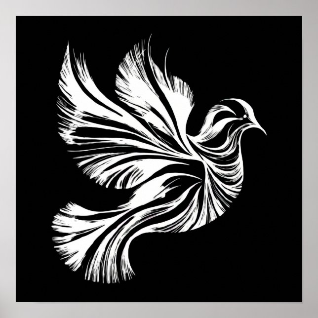 Dove Outline Black and White Poster (Front)
