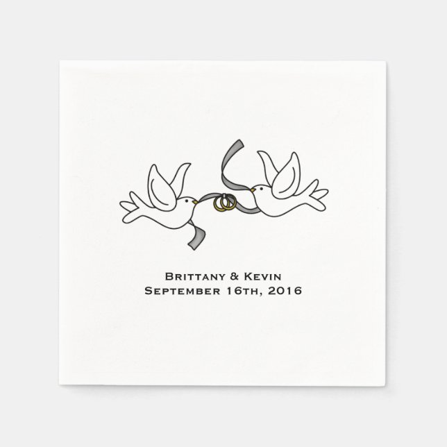 Dove Pair Personalized Disposable Paper  Napkins (Front)