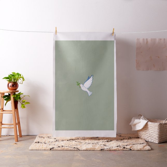 dove peace flying olive branch fabric (In Situ)
