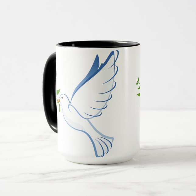 dove peace flying olive branch mug (Front Left)
