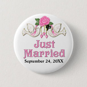 Dove & Rose - Just Married T-shirt 2 Inch Round Button