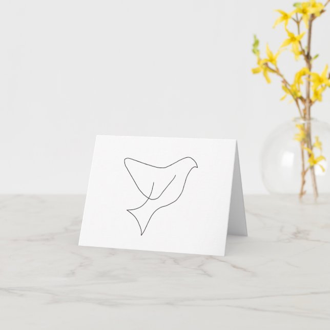 Dove Single Line Drawing Card (Yellow Flower)