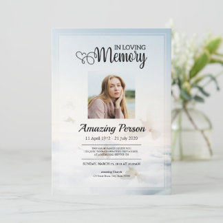 Dove &sky Funeral order of service Invitation