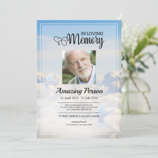 Dove & sky Funeral order of service Invitation