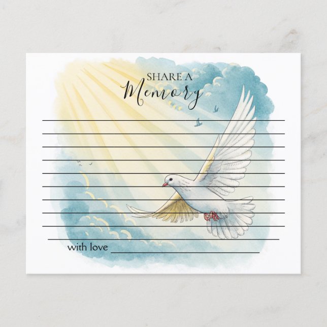 Dove Sunlight Share a Memory Funeral Card  (Front)