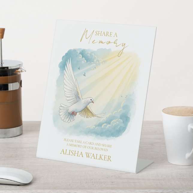 Dove Sunlight Share a Memory Funeral Sign  (In SItu)