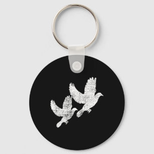 Dove Vintage Flying Two Pigeon Tee Bird Gift Keychain