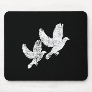 Dove Vintage Flying Two Pigeon Tee Bird Gift Mouse Pad