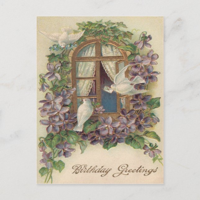 Dove Window Letter Forget-Me-Not Postcard (Front)